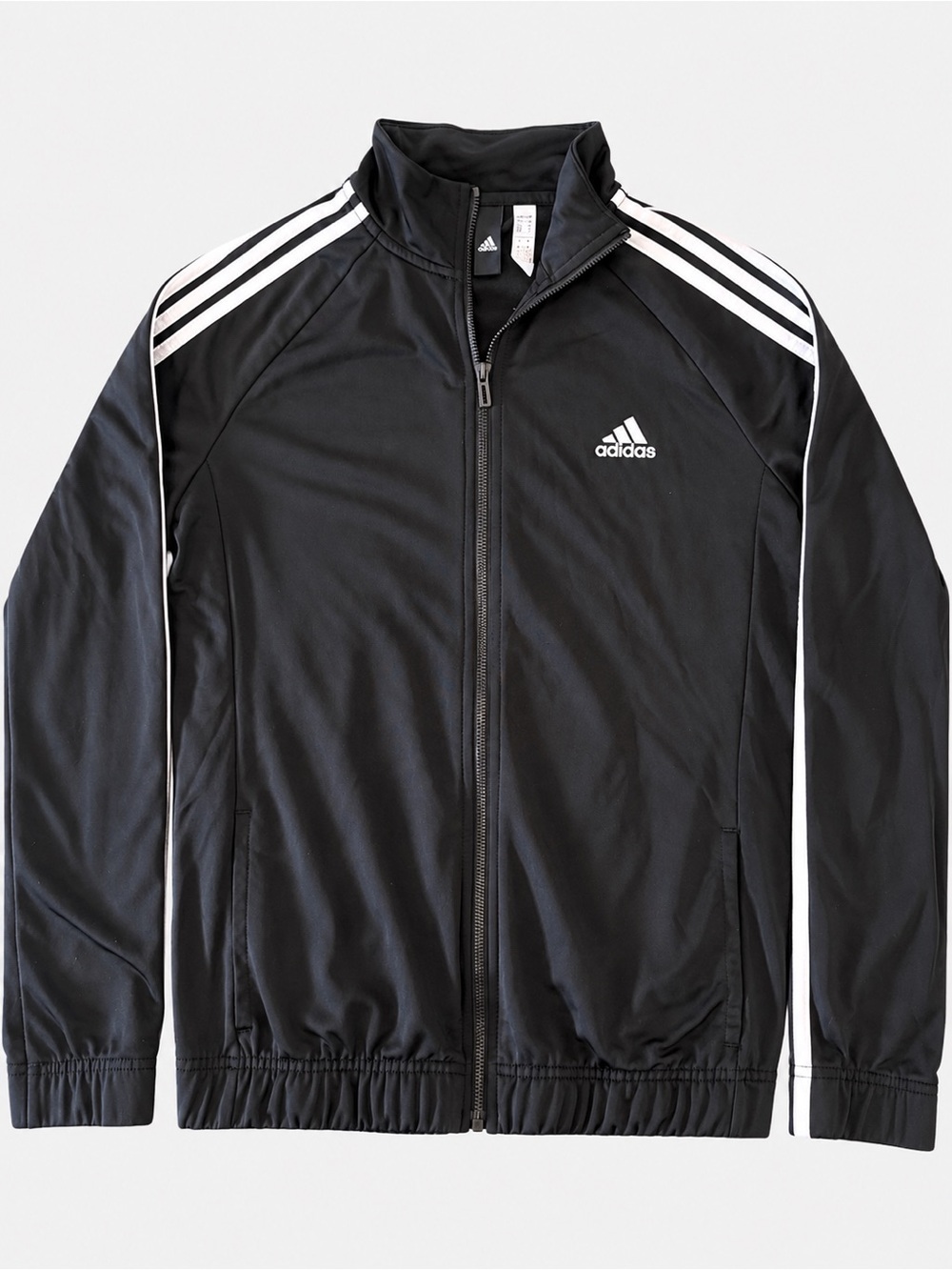 adidas Black Track Jacket with White Stripe Accents